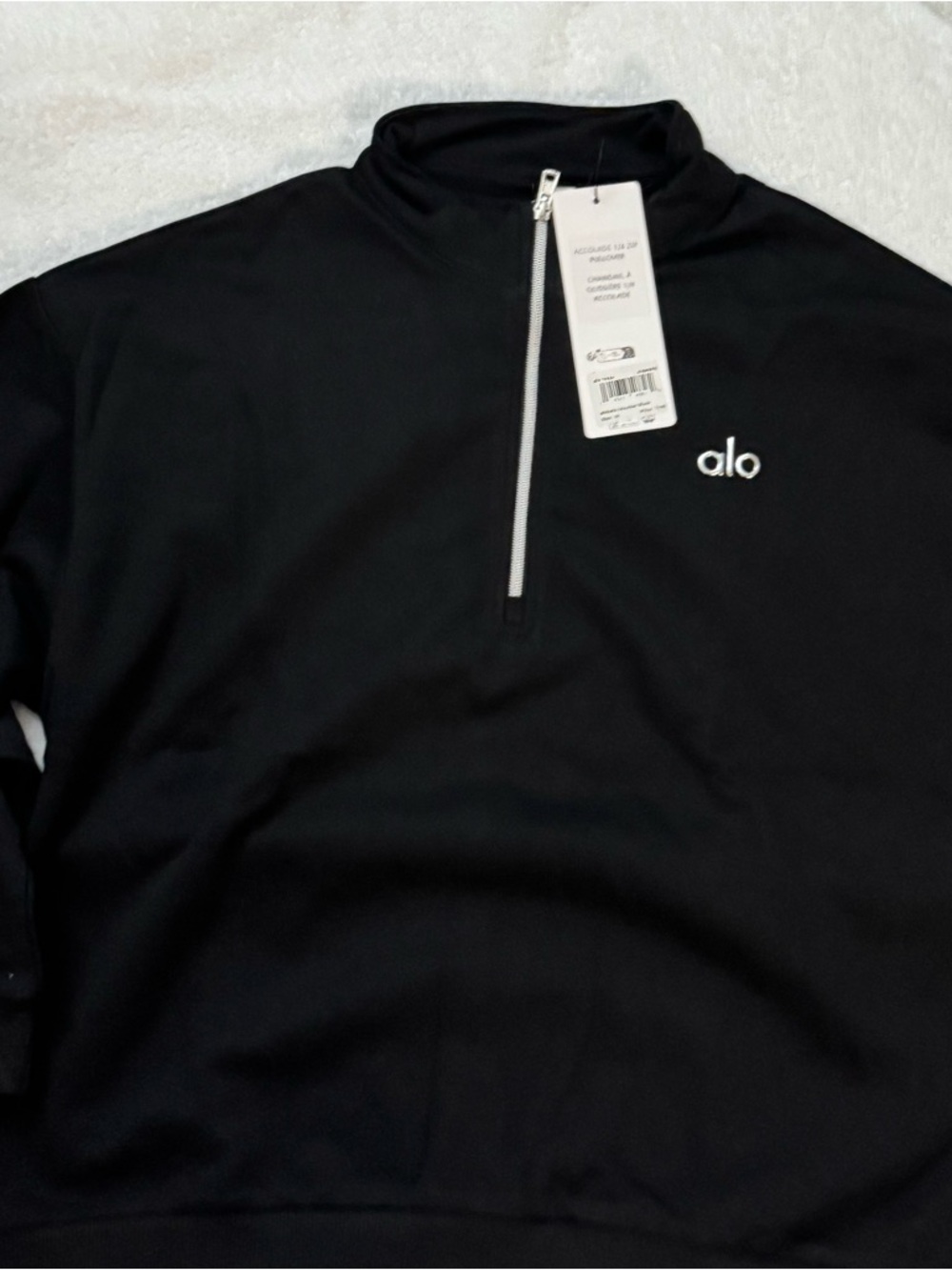 ALO Yoga Men's Black Zip Mock-Neck Pullover
